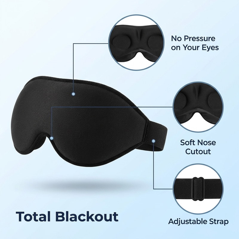 3D Contoured Eye Mask: Blocks Light & Mask Leaks