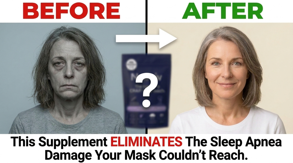 A CPAP mask resting on a bedside table before dawn